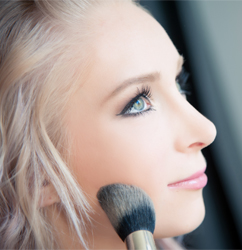 closeup of makeup application